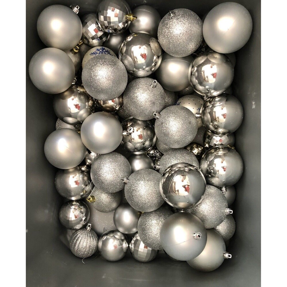 77pcs Christmas Silver Balls Ornaments Christmas Tree Balls Hanging Decor
